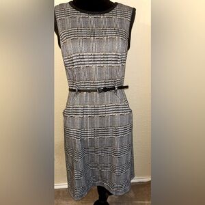 Max Edition Plaid Sleeveless Sheath Dress with Belt, Size M